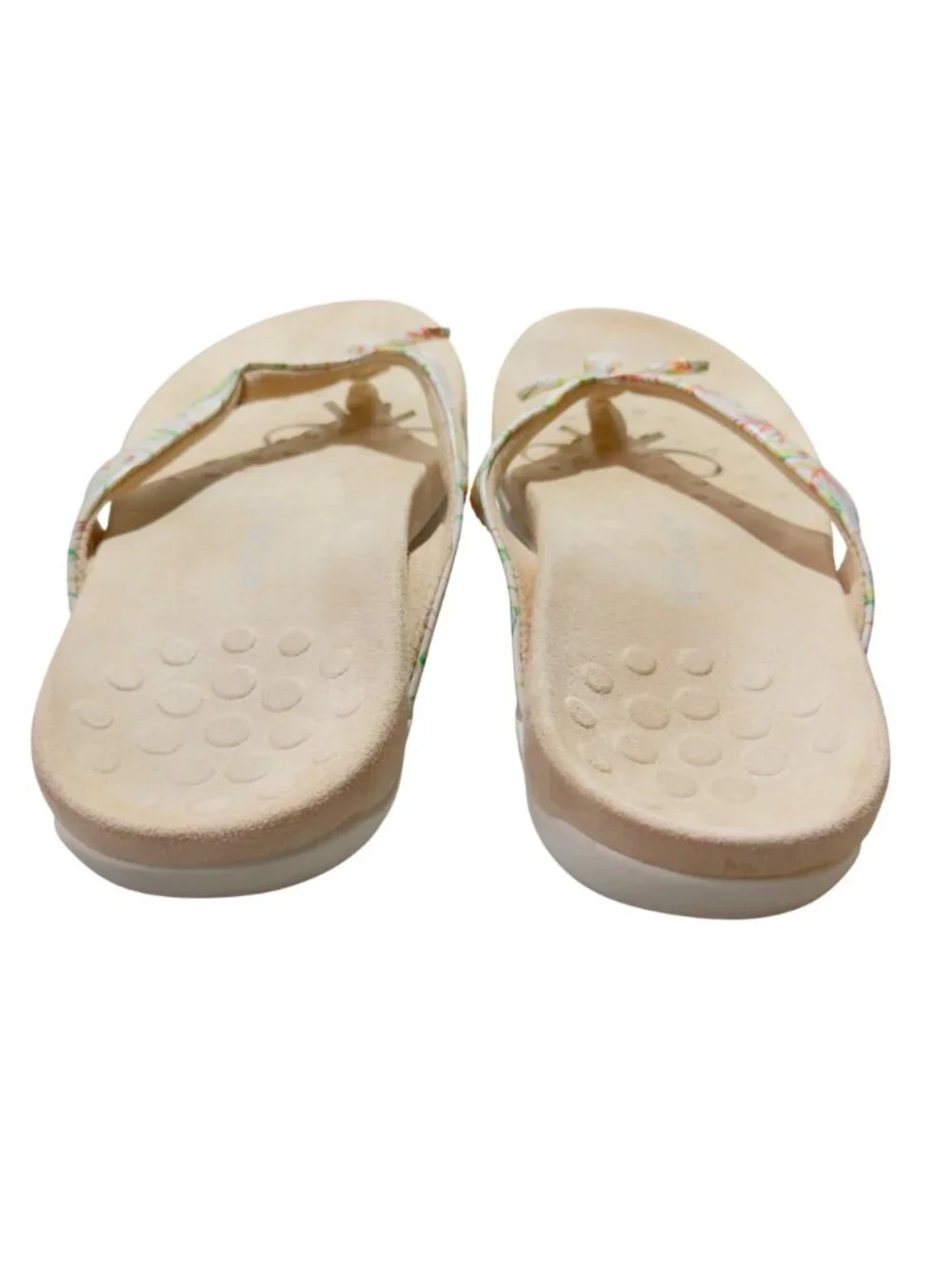 Vionic Bella Ii Womens Floral Orthotic Sandals Size 12 Wide Beige & Multicolor
